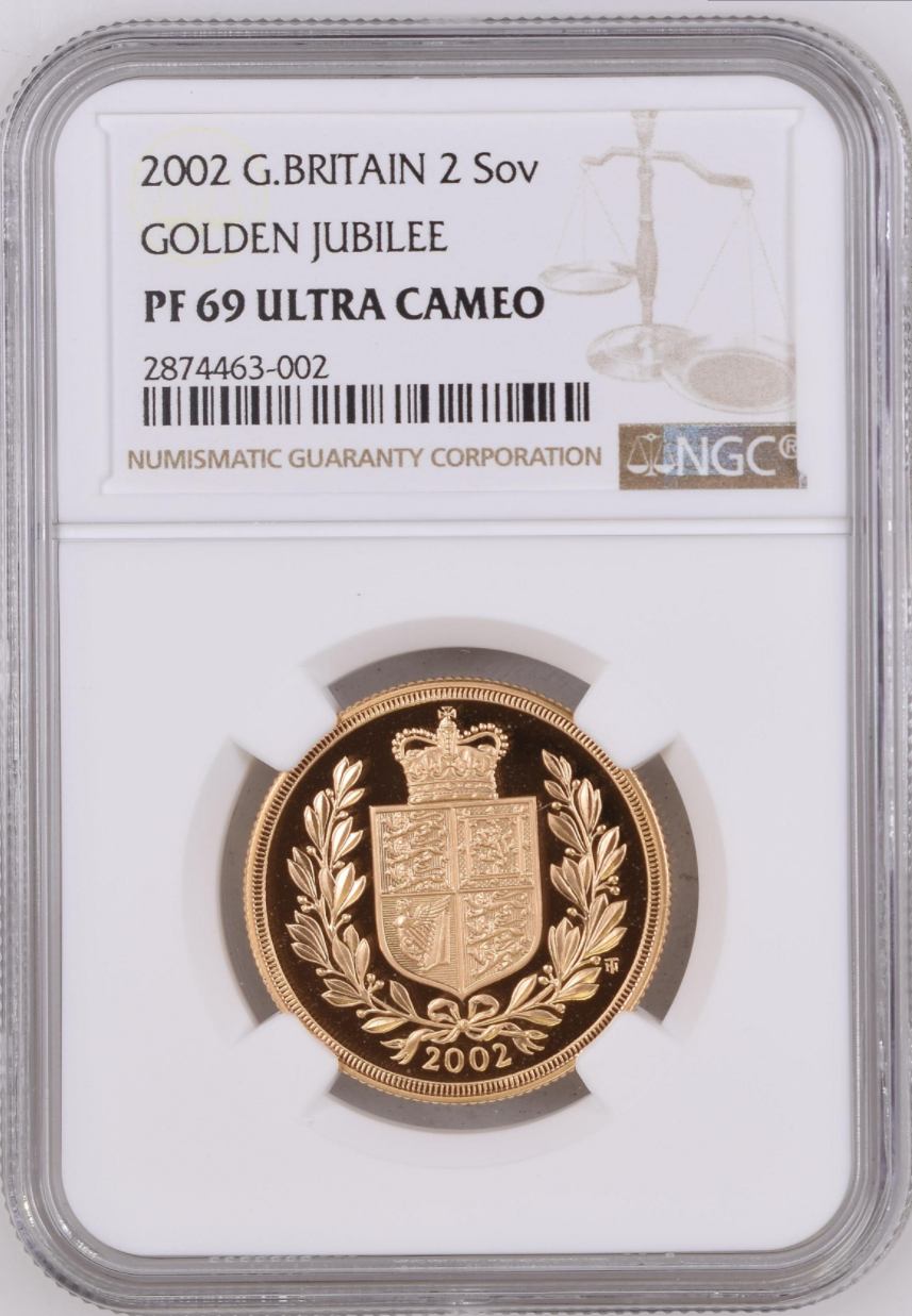 2002 Golden Jubilee 2 Pounds Double Sovereign NGC PF69 Ultra Cameo