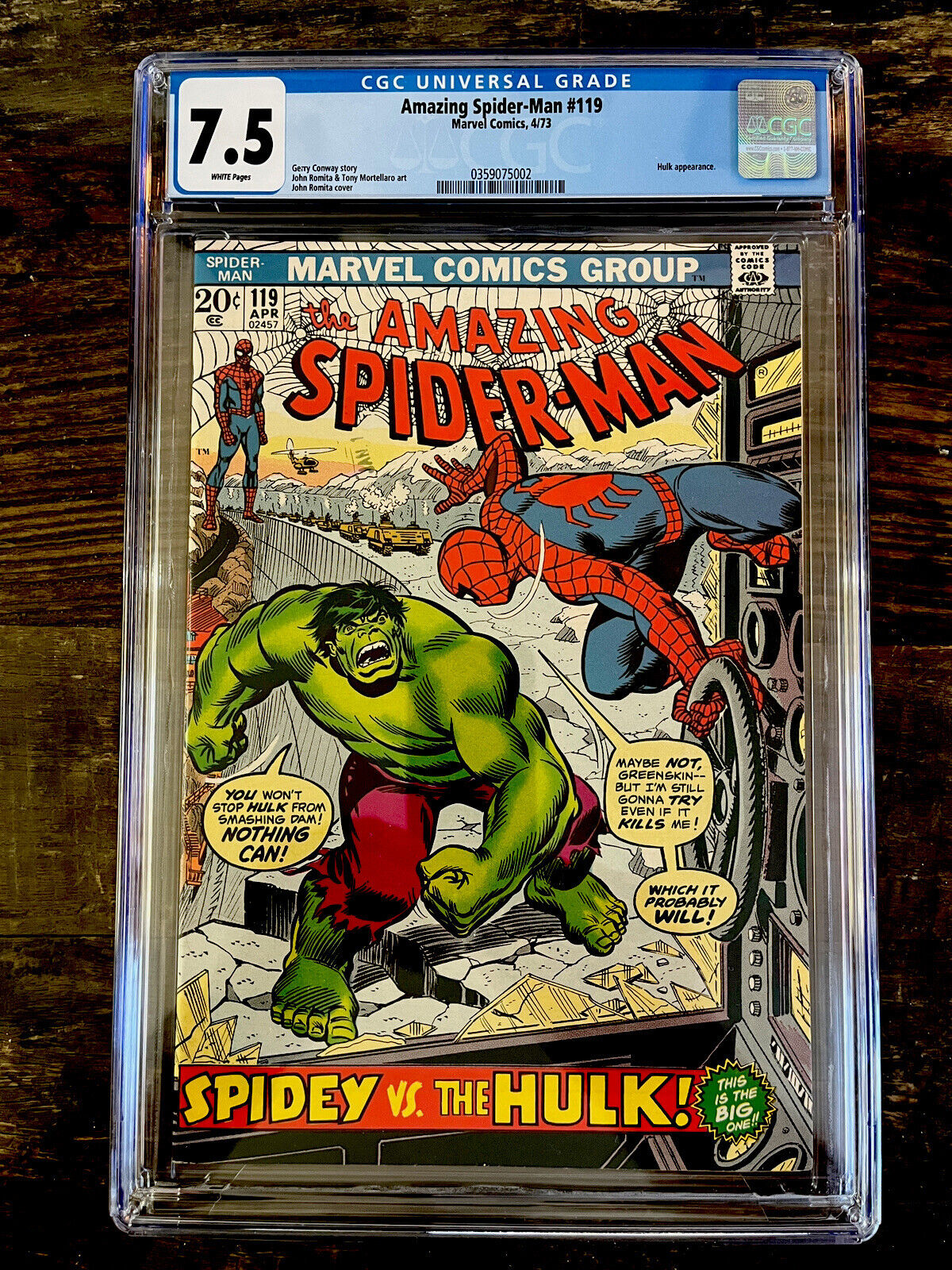 Rare White Pages! Amazing Spider-Man #119 CGC 7.5 Hulk Appearance
