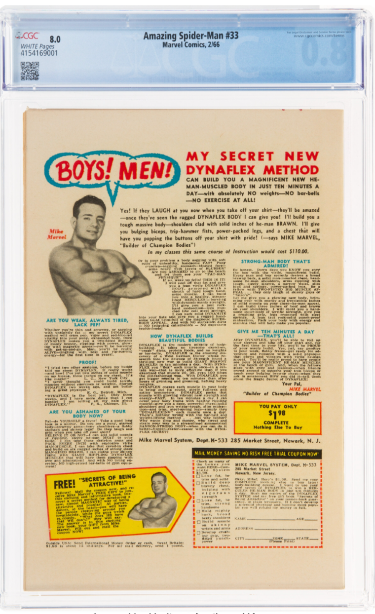 Rare White Pages! Amazing Spider-Man #33 CGC 8.0 - Dr. Curt Connors Appearance
