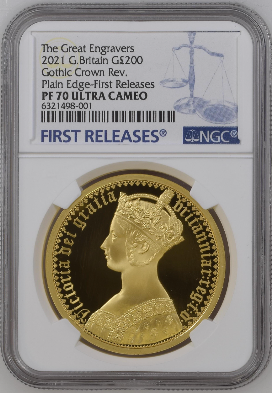 2021 G.Britain Gothic Crown Rev. Plain Edge-First Releases - Great Engravers