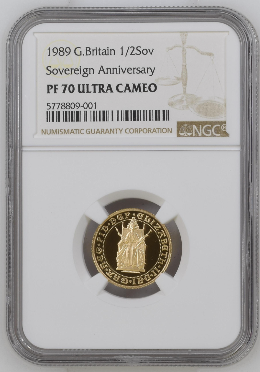 1989 Gold Half Sovereign 500th Anniversary Proof NGC PF 70 ULTRA CAMEO