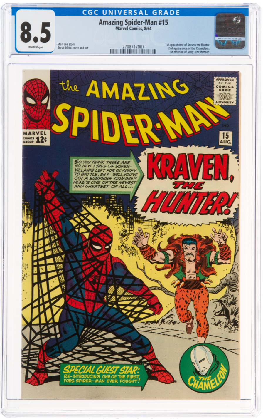 Rare White Pages! Amazing Spider-Man #15 CGC 8.5  -  1st Kraven the Hunter