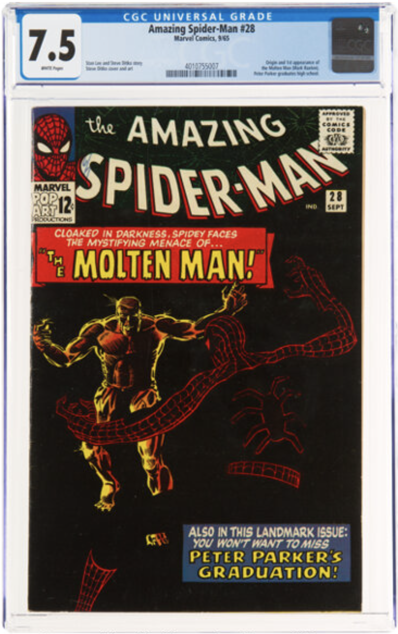 Rare White Pages! Amazing Spider-Man #28 CGC 7.5 - 1st Molten Man