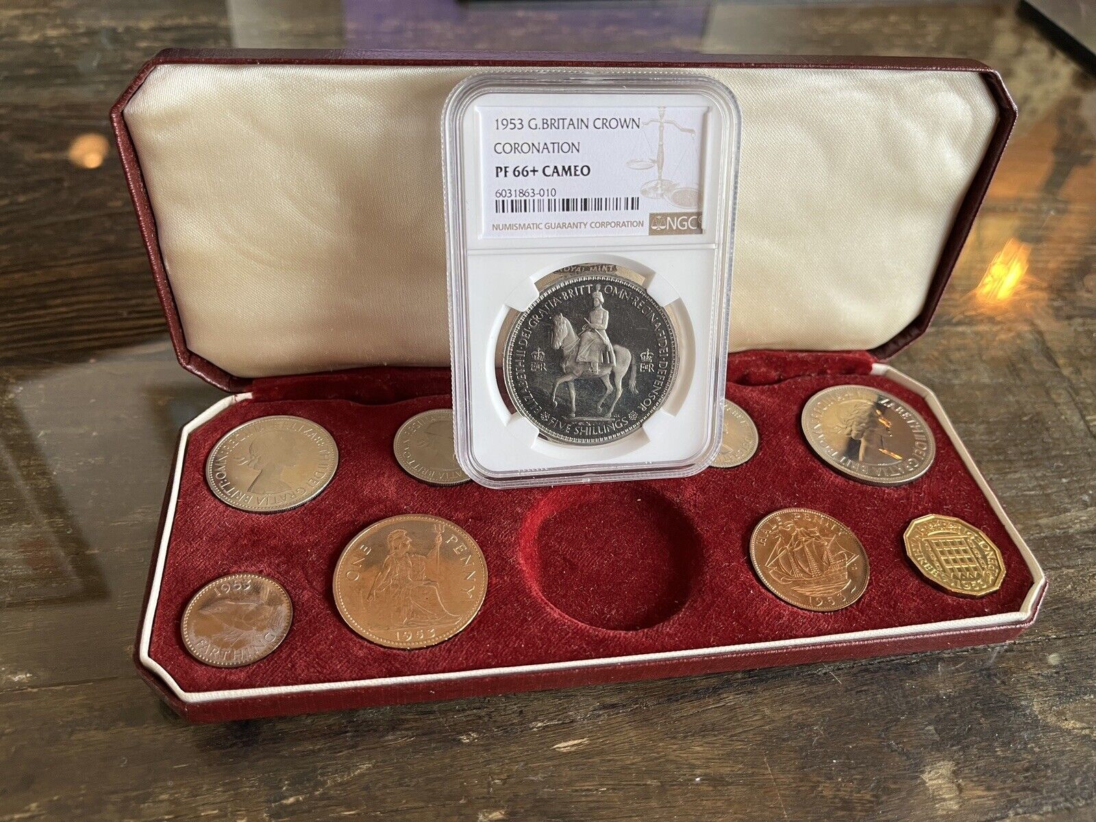 Rare Grade! 1953 Great Britain Proof Crown NGC PF66+ Cameo Coronation & Set