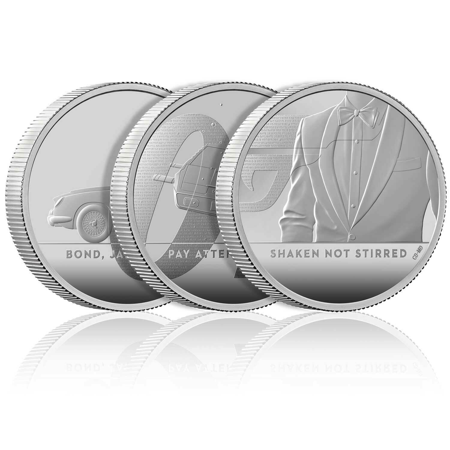 James Bond 2020 UK 2 Oz Silver Proof Coin – 3 Coin Series