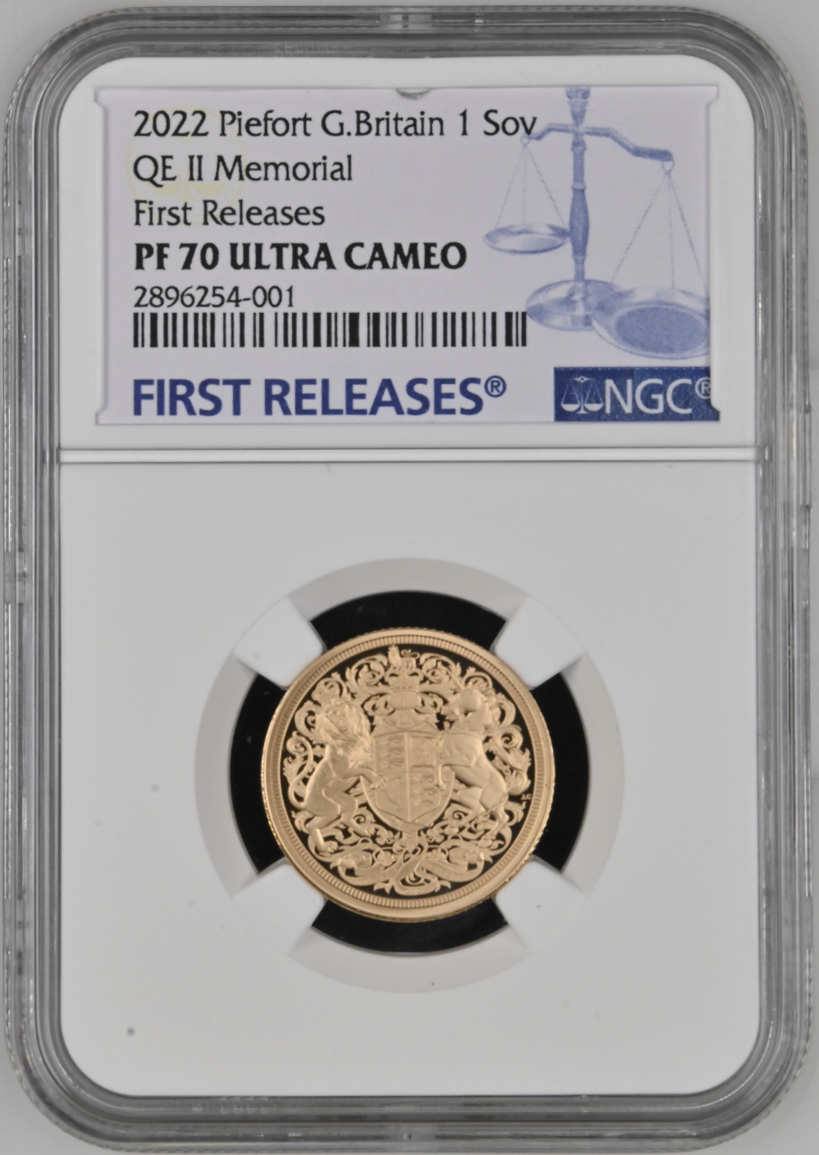 Queen Memorial Piedfort Sovereign 2022 Gold Proof Coin - NGC PF70 First Release