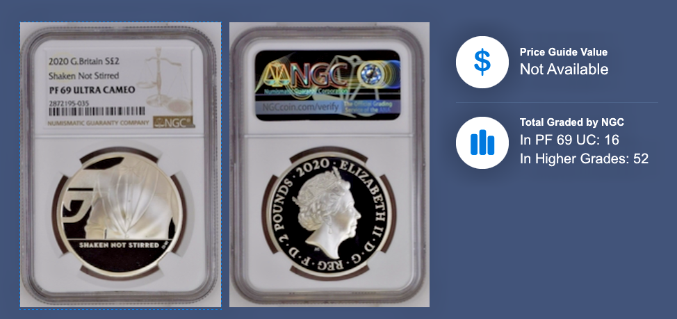 2020 G.Britain Shaken Not Stirred James Bond 1 oz Silver Proof NGC PF69 UC