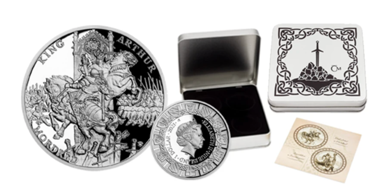 2021 Niue 1 oz Silver The Legend of King Arthur *COMPLETE SET & TIN