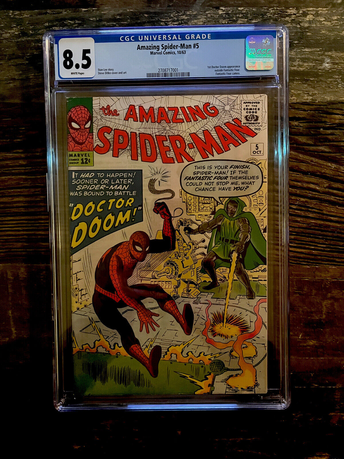 Rare White Pages! Amazing Spider-Man #5 CGC 8.5  -  1st Doctor Doom Spider-man