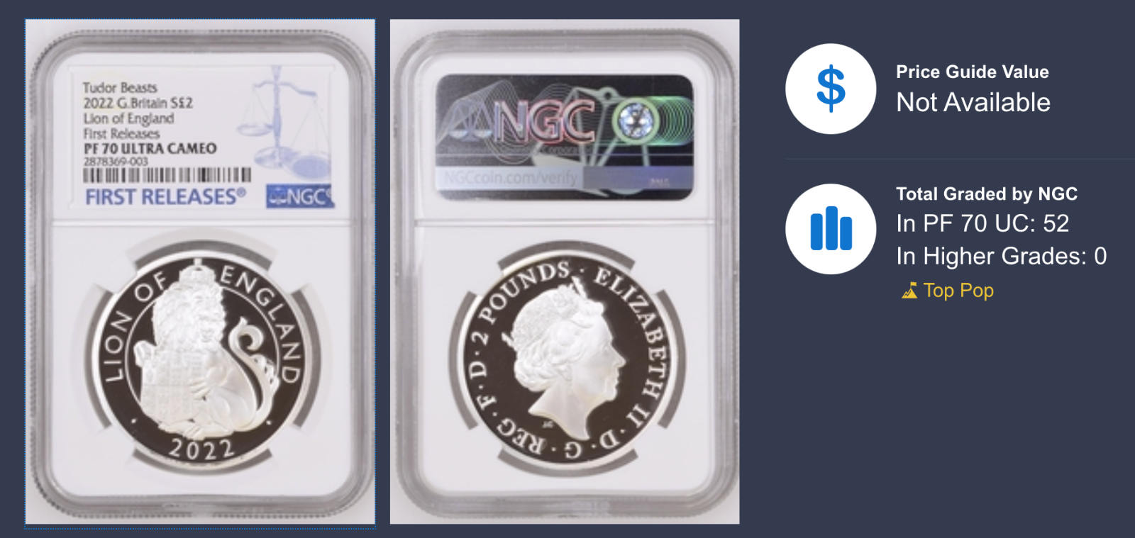 Royal Tudor Beasts Lion of England 2022 1oz Silver Proof NGC PF70 First Release