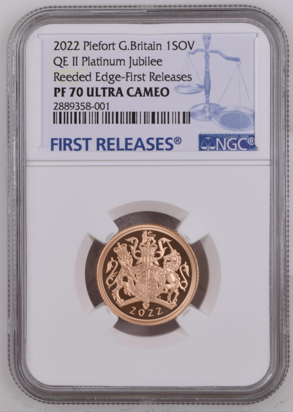 Queen’s Jubilee Piedfort Sovereign 2022 Gold Proof Coin - NGC PF70 First Release