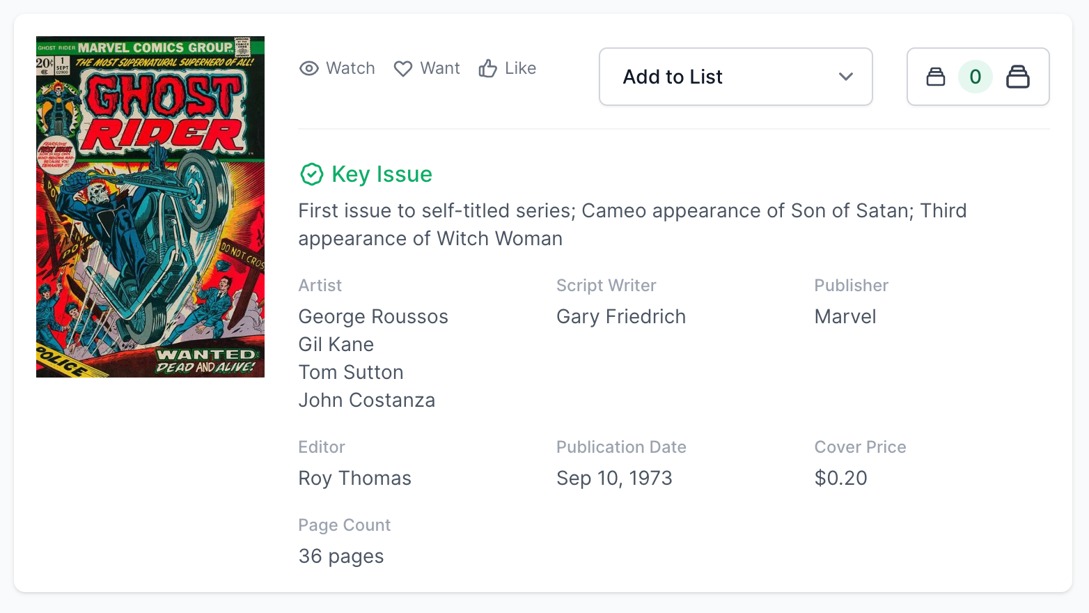 Rare White Pages ! Ghost Rider #1 CGC 9.6