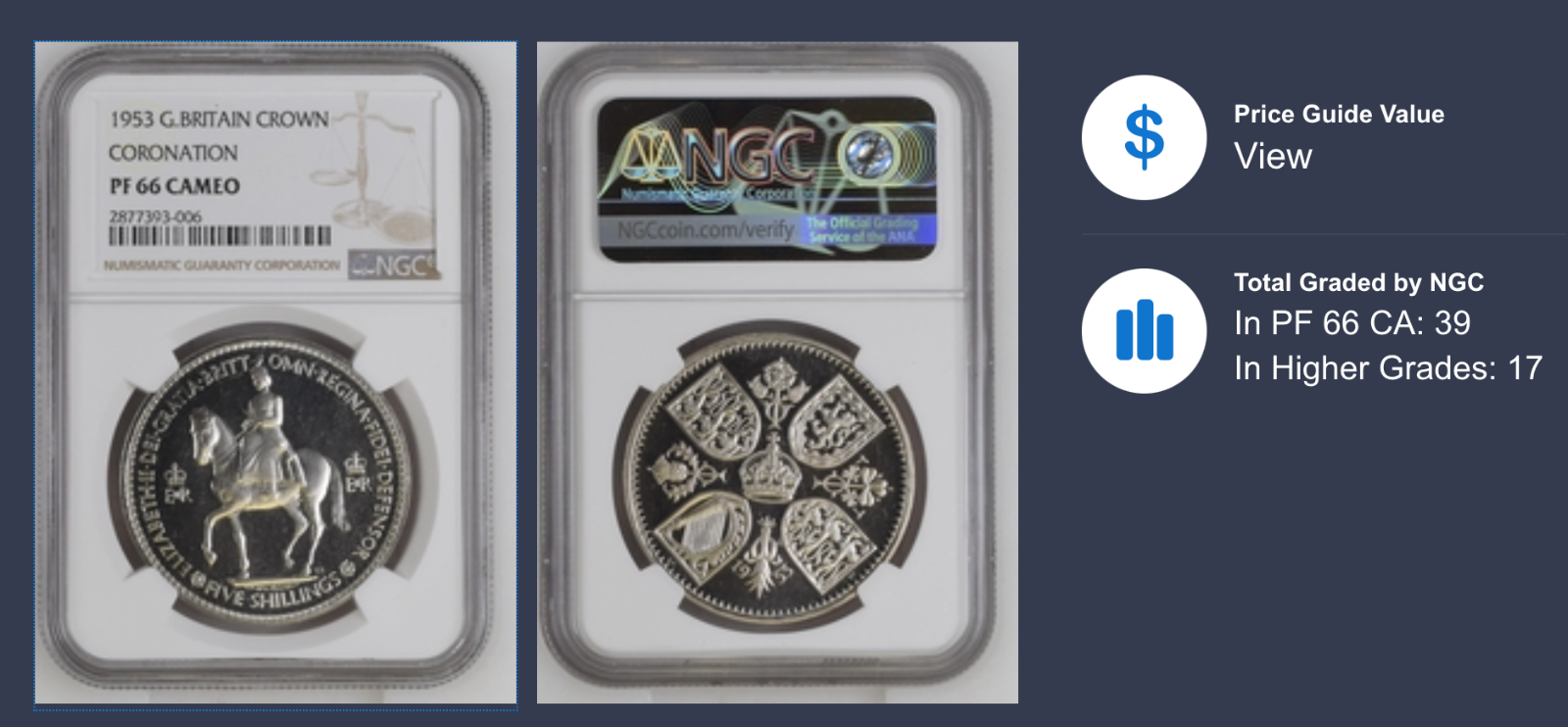 Rare Cameo! 1953 Great Britain Proof Crown NGC PF66 Cameo Coronation