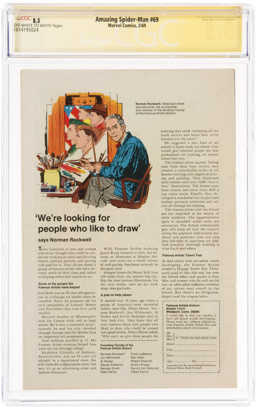 John Romita Signed! Amazing Spider-Man #69 CGC 8.5 Signature Kingpin Appearance