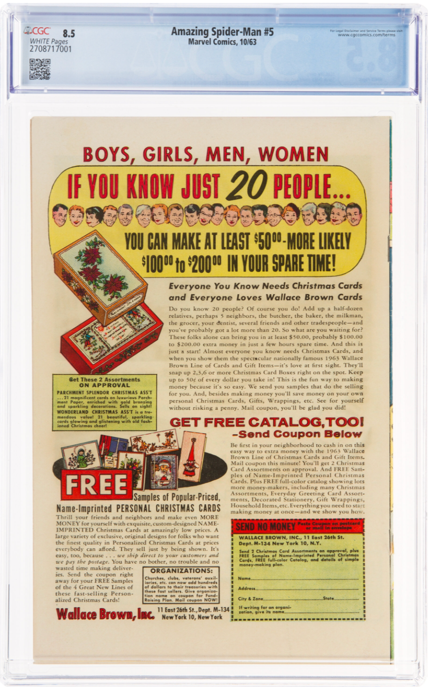 Rare White Pages! Amazing Spider-Man #5 CGC 8.5  -  1st Doctor Doom Spider-man