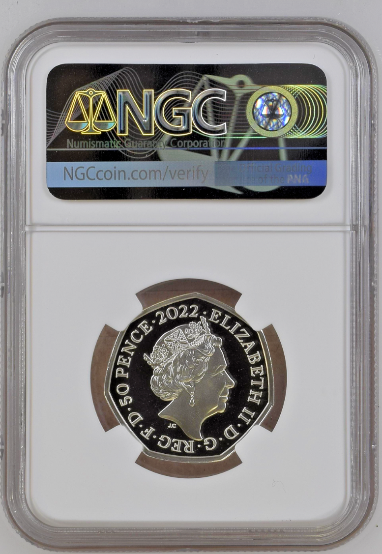 UK 2022 Platinum Jubilee of Her Majesty  50p Silver Proof Piedfort Coin PF70