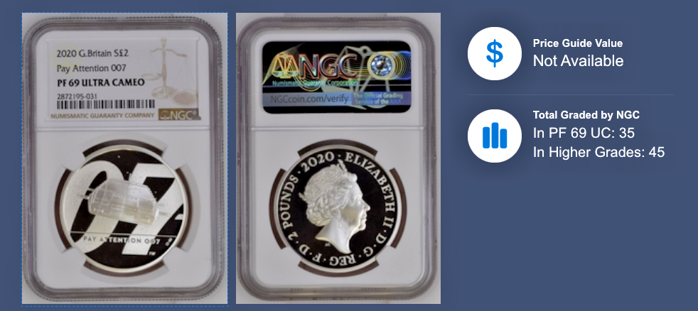 2020 G.Britain Pay Attention James Bond 1 oz Silver Proof NGC PF69 Ultra Cameo
