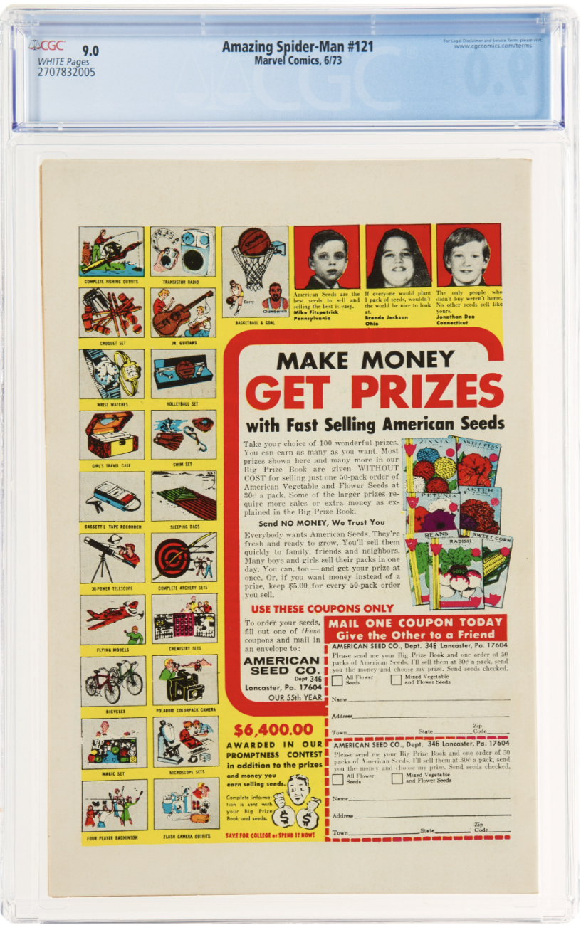 Rare White Pages! Amazing Spider-Man #121 CGC 9.0 - Death of Gwen Stacy