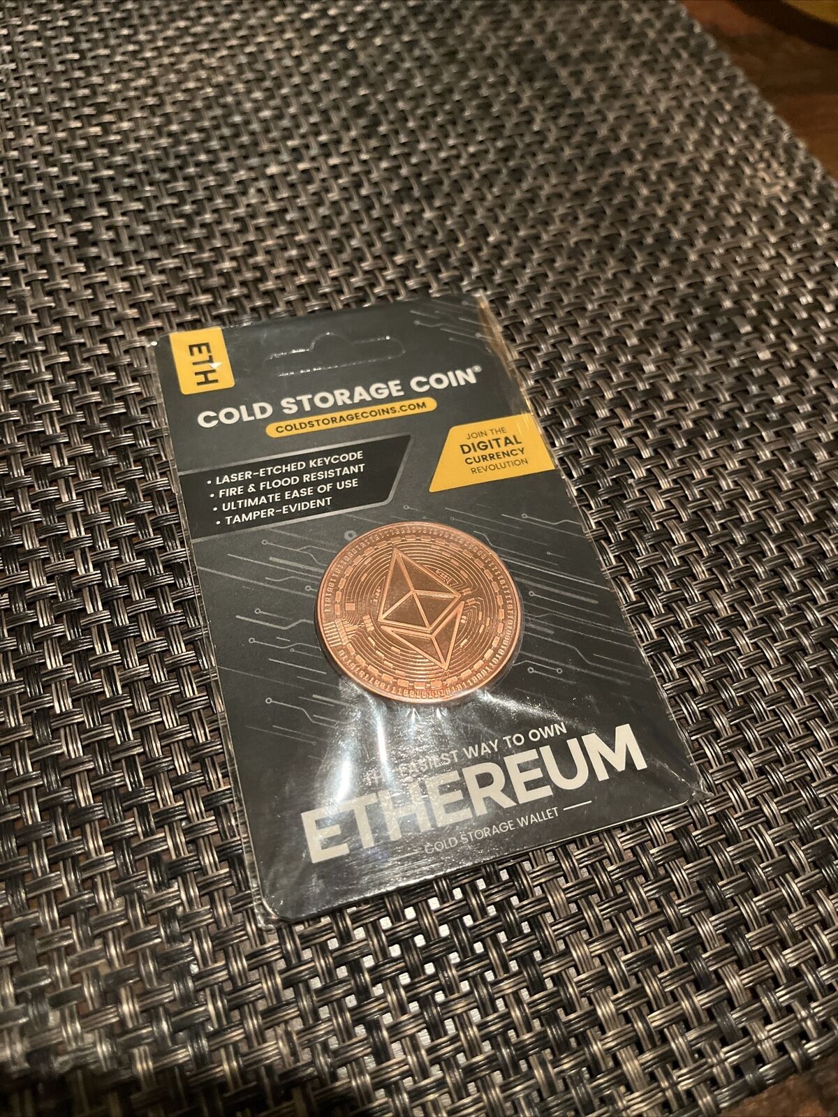 ETHEREUM Cold Storage Coin Crypto Wallet 1 Ounce .999 Fine Copper