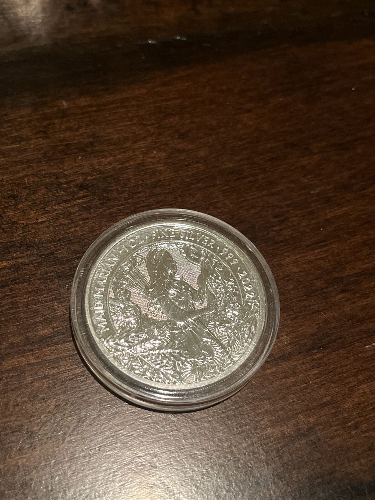 2022 1oz .999 Silver British Maid Marian Coin BU in Plastic Capsule