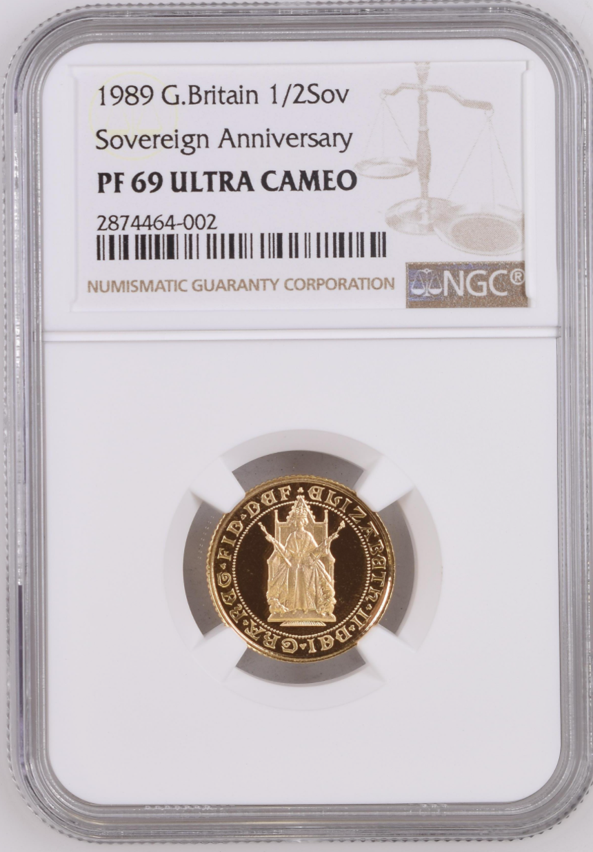 1989 Gold Proof Half Sovereign Tudor Rose 500th Anniversary NGC PF69 Ultra Cameo