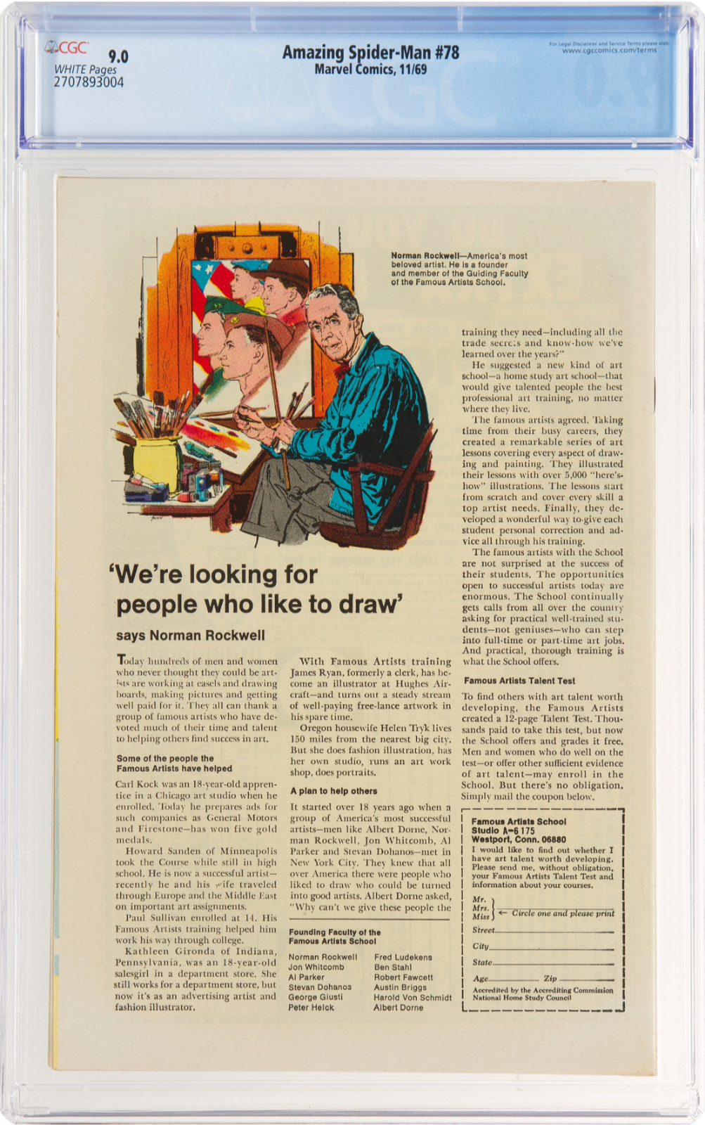 White Pages! Amazing Spider-Man #78 CGC 9.0  Origin 1st Appearance The Prowler