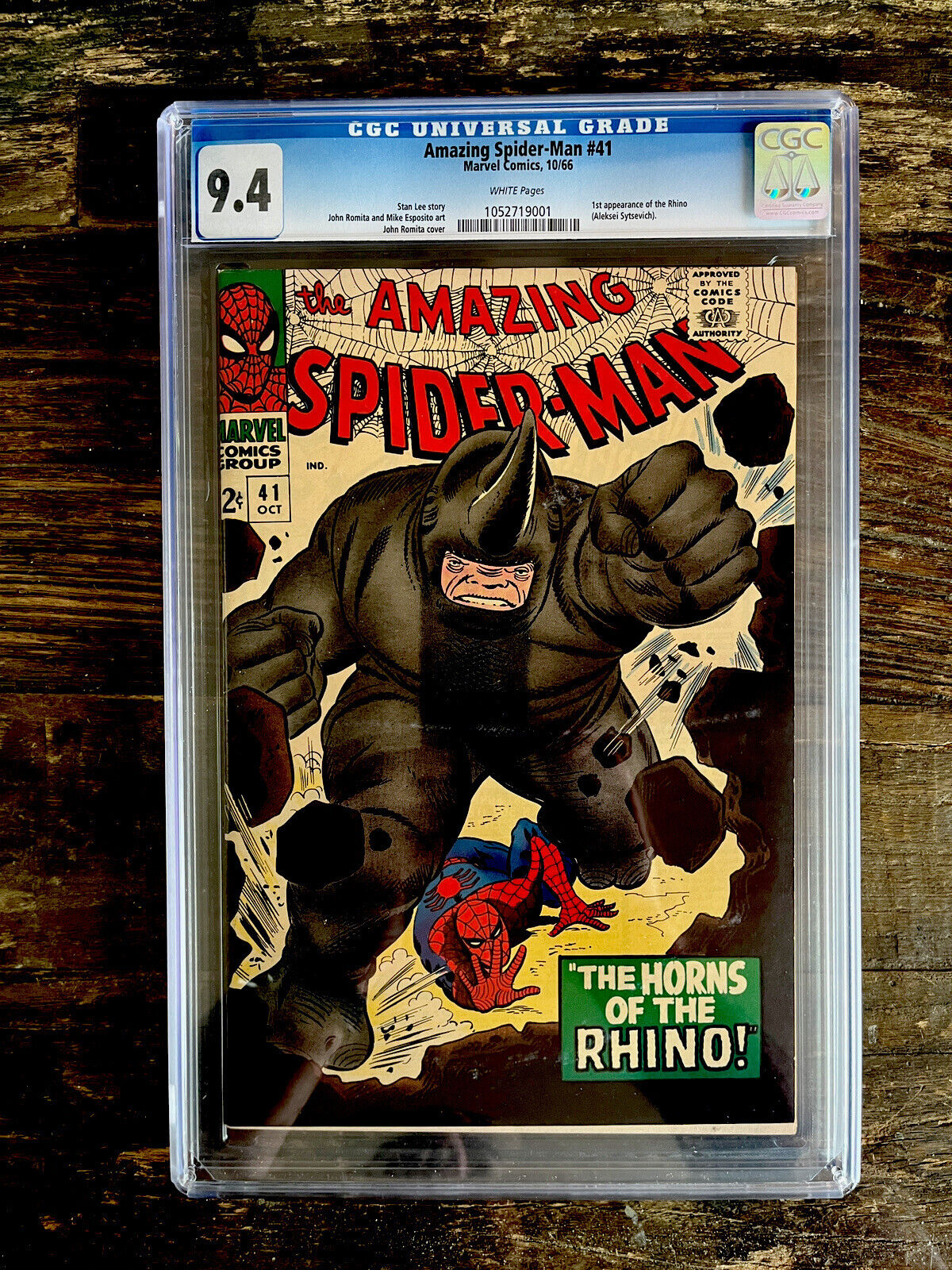 Rare White Pages! Amazing Spider-Man #41 CGC 9.4 - 1st Appearance the Rhino