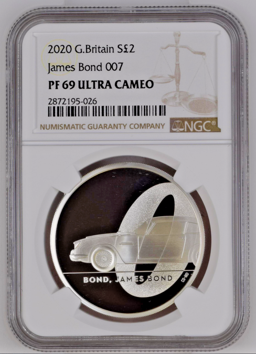 2020 G.Britain Bond, James Bond 1 oz Silver Proof NGC PF69 Ultra Cameo