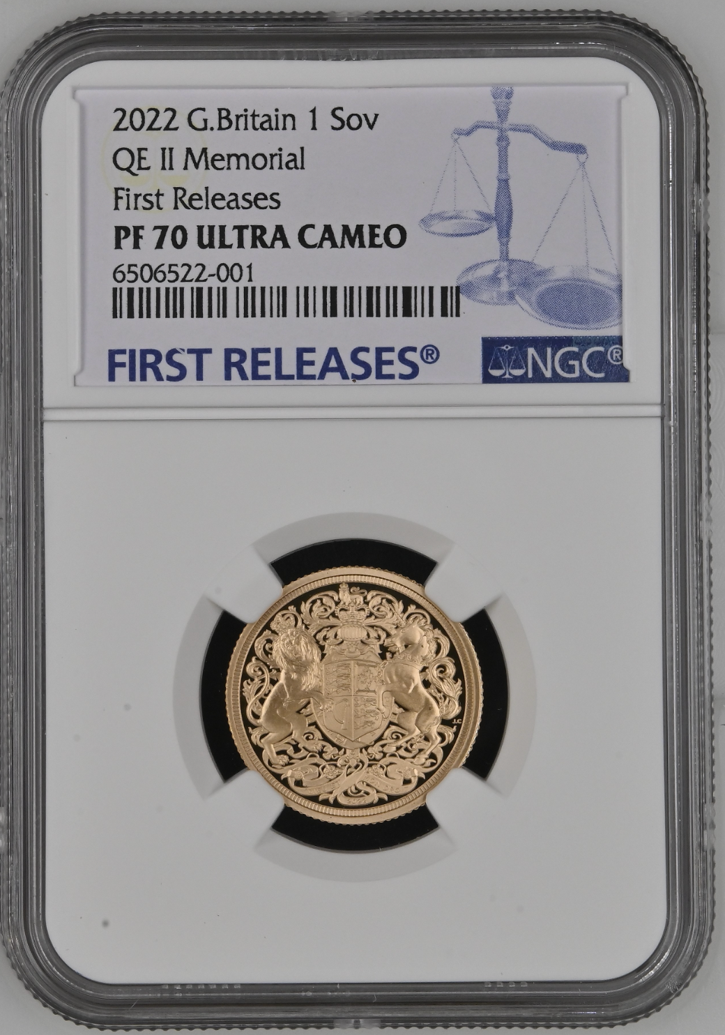 Queen’s Jubilee Memorial Sovereign 2022 Gold Proof Coin - NGC PF70 First Release
