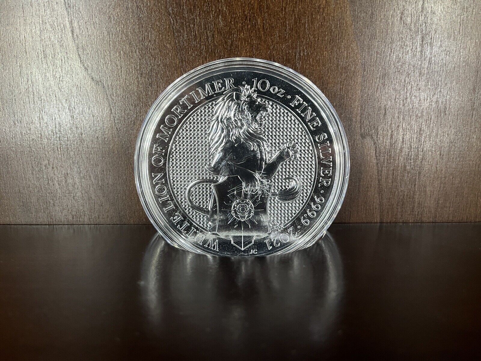 2021 GB 10 oz Silver Queen's Beasts White Lion of Mortimer - In Capsule