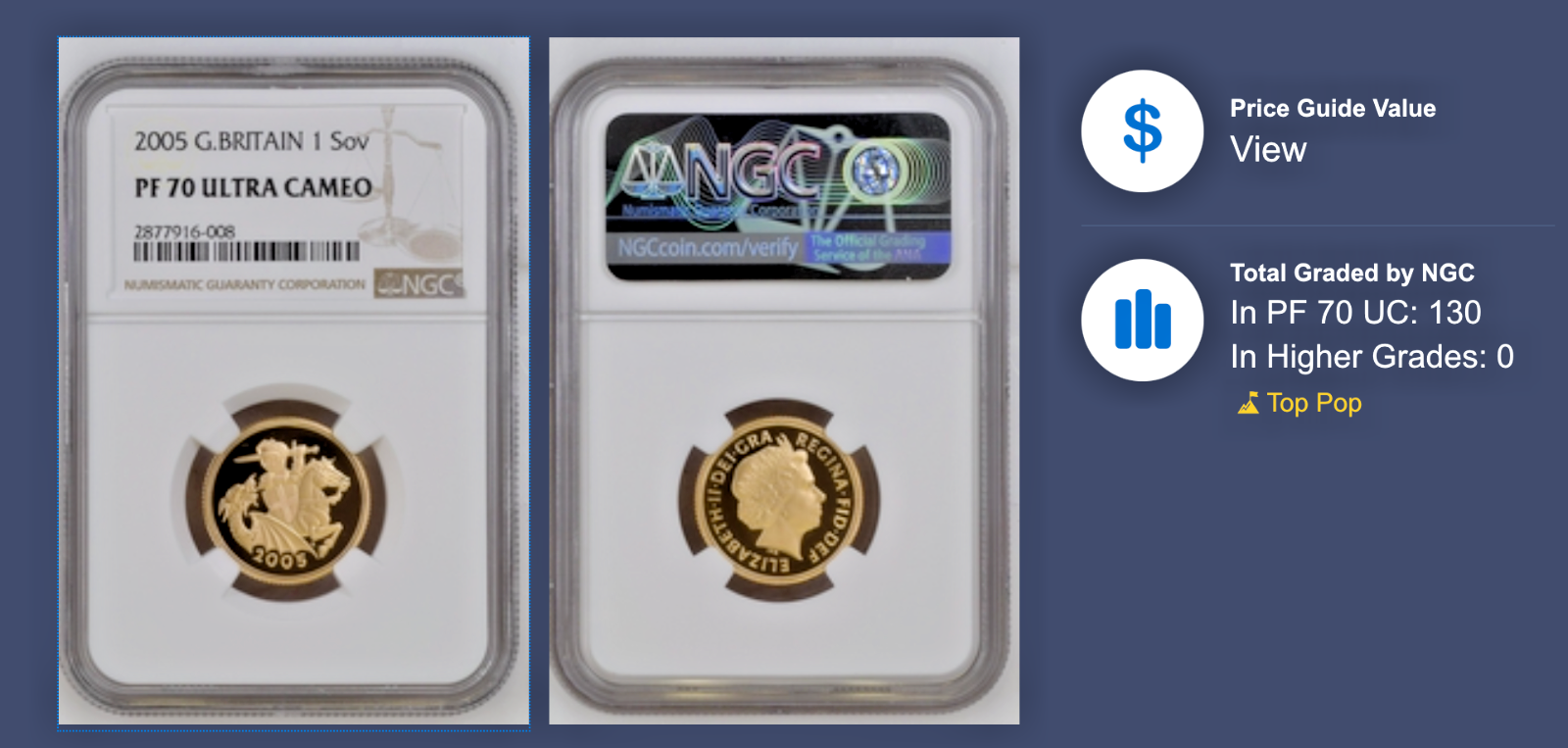 2005 Great Britain St George Gold Proof Full Sovereign Coin NGC PF70 Ultra Cameo