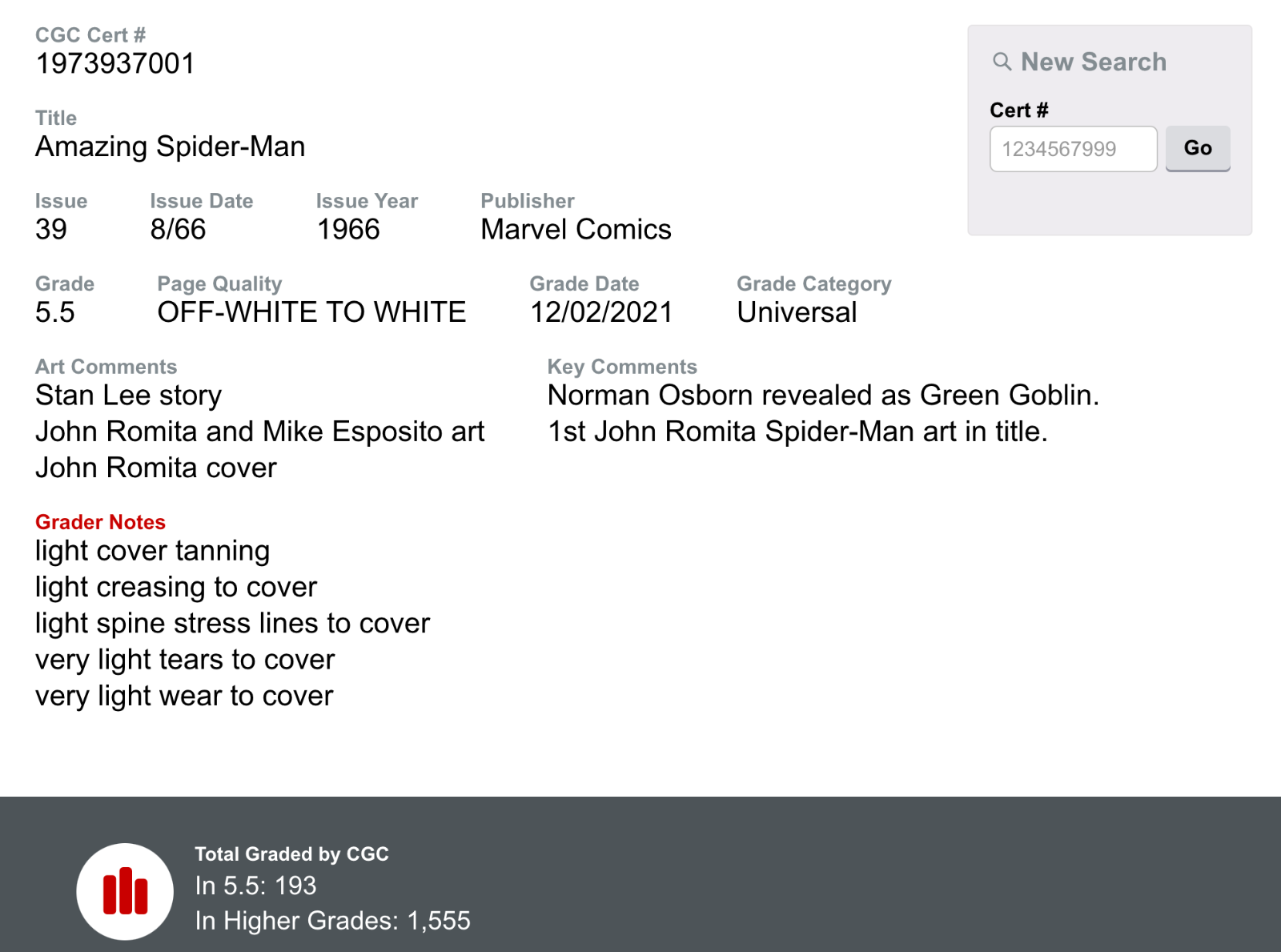 Amazing Spider-Man #39 CGC 5.5 Off White to White Pages