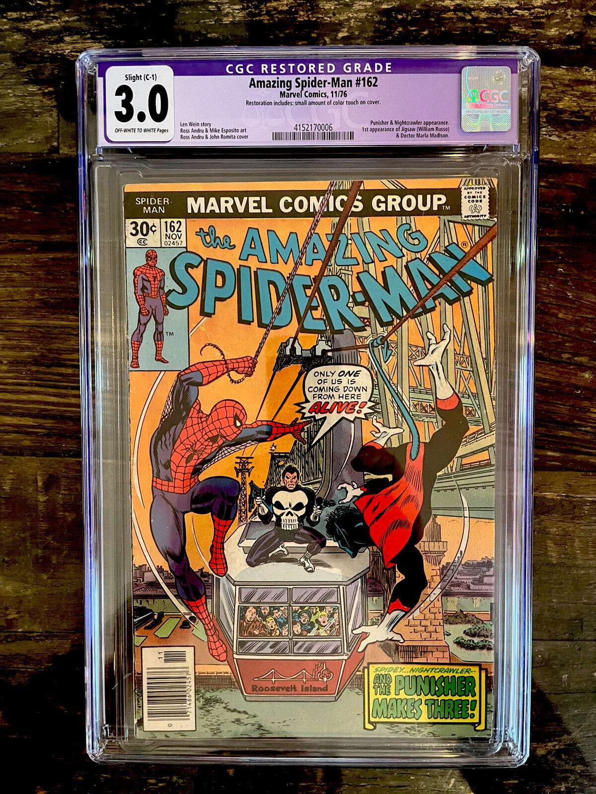 Restored Amazing Spider-Man #162 CGC 3.0  1st Jigsaw! Punisher appearance