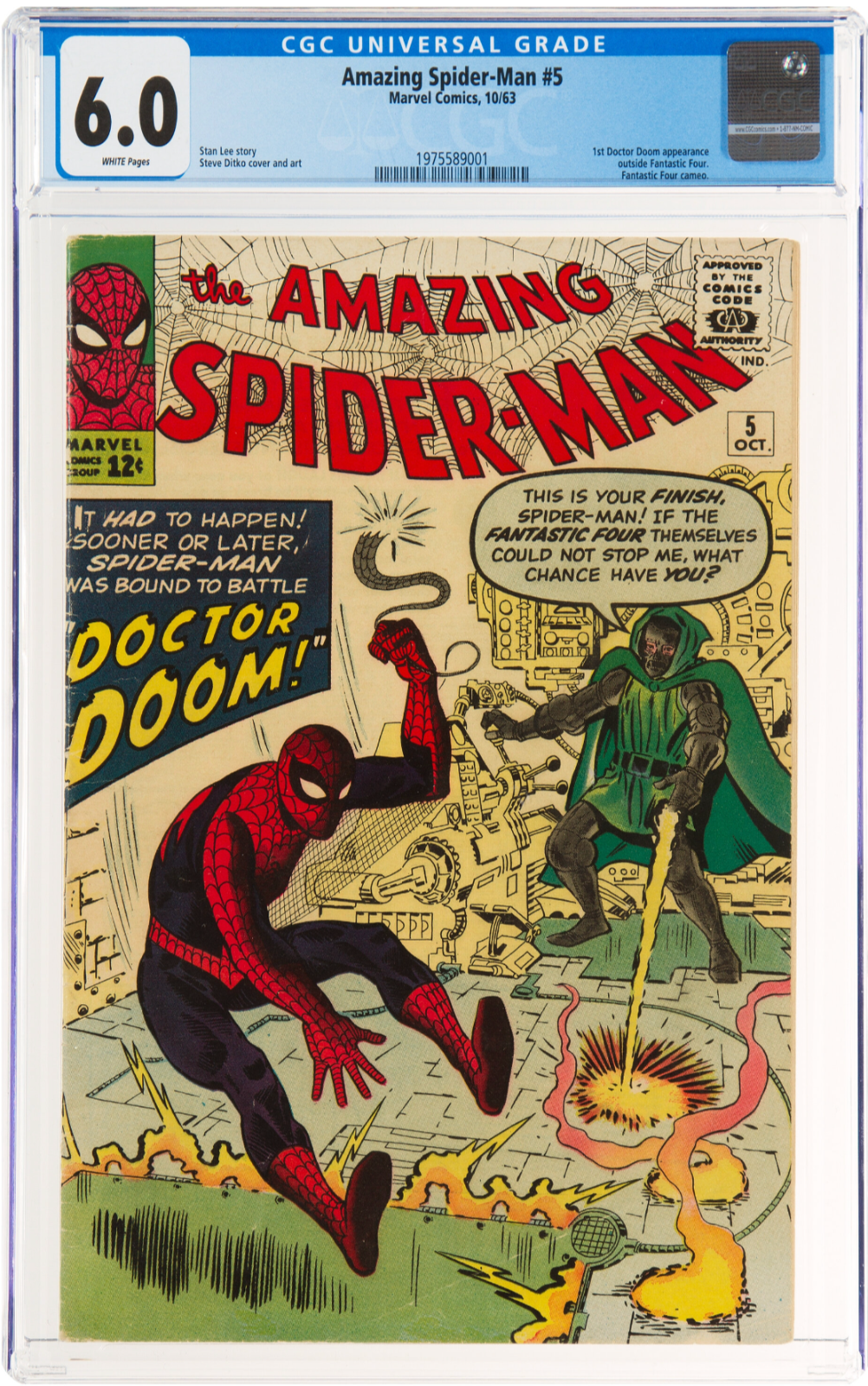 Rare White Pages! Amazing Spider-Man #5 CGC 6.0  - 1st Doctor Doom!