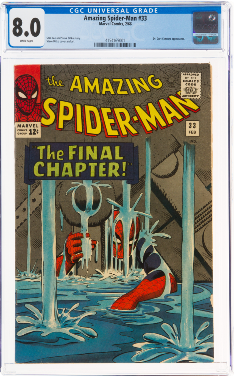Rare White Pages! Amazing Spider-Man #33 CGC 8.0 - Dr. Curt Connors Appearance