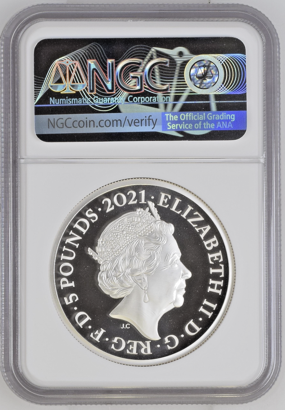 2021 Gothic Crown Quartered Arms 2 oz Silver Proof NGC PF70 UC