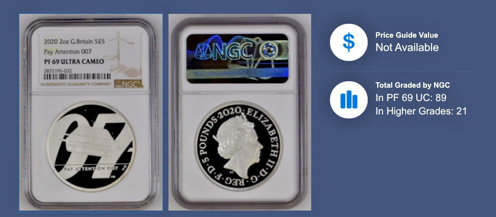 2020 G.Britain Pay Attention James Bond 2 oz Silver Proof NGC PF69 Ultra Cameo