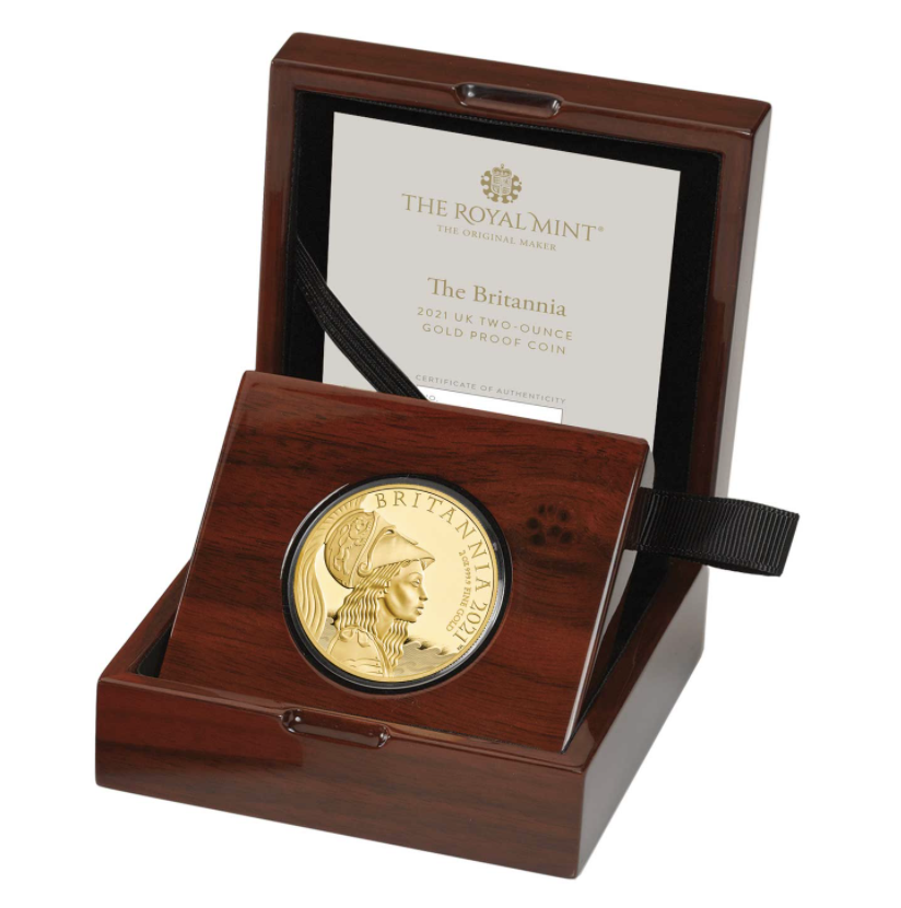 The Britannia 2021 UK Premium Exclusive Two-Ounce Gold Proof Coin (w/ Box & COA)