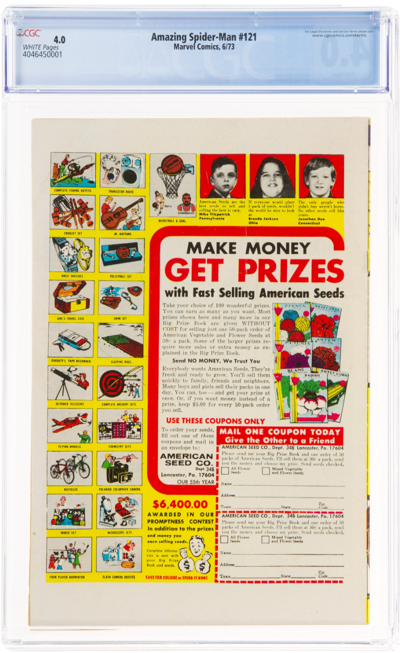 Rare White Pages! Amazing Spider-Man #121 CGC 4.0 - Death of Gwen Stacy