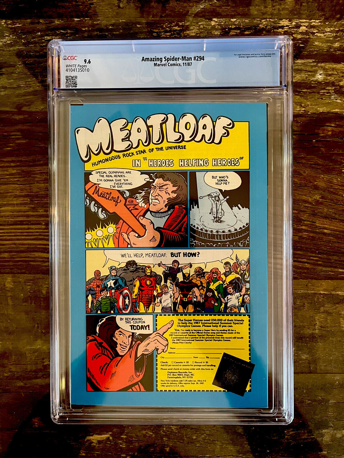 White Pages! Amazing Spider-Man #294 CGC 9.6 "Death" Kraven the Hunter