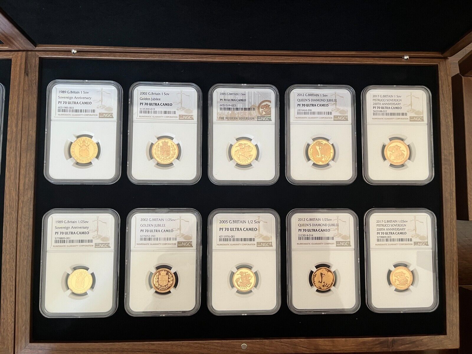 1989 - 2017 Gold Full & Half Sovereign Reverse Designs Collection NGC PF70
