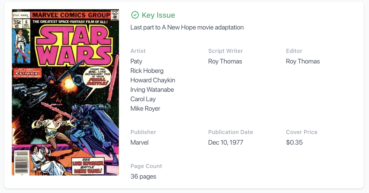 Star Wars #6 CBCS 9.8 WP - Conclusion to original Star Wars Story