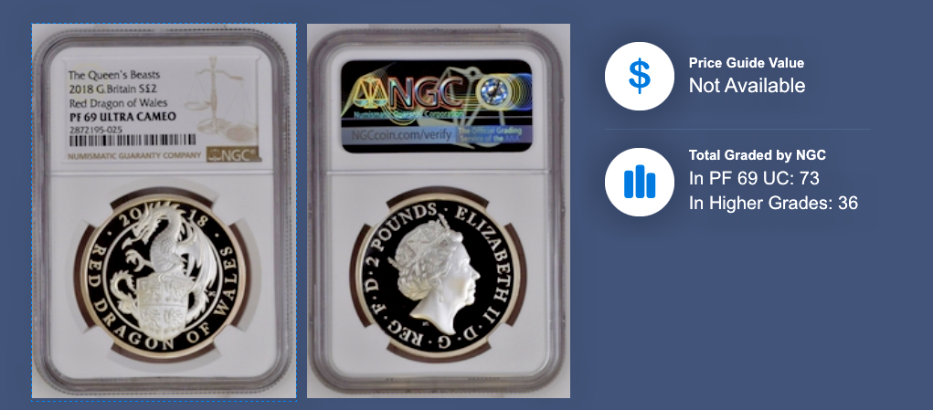 2018 G.Britain Red Dragon of Wales The Queen's Beast NGC PF69 UC