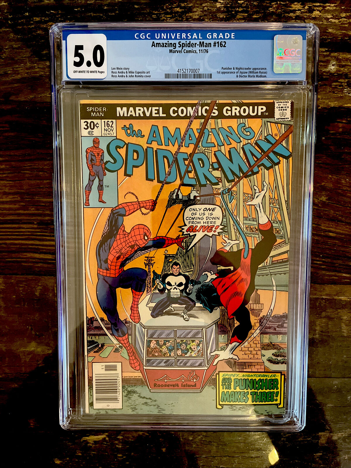 Amazing Spider-Man #162 CGC 5.0  1st Jigsaw! Punisher appearance