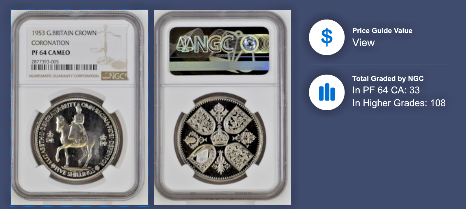 Rare Cameo! 1953 Great Britain Proof Crown NGC PF64 Cameo Coronation