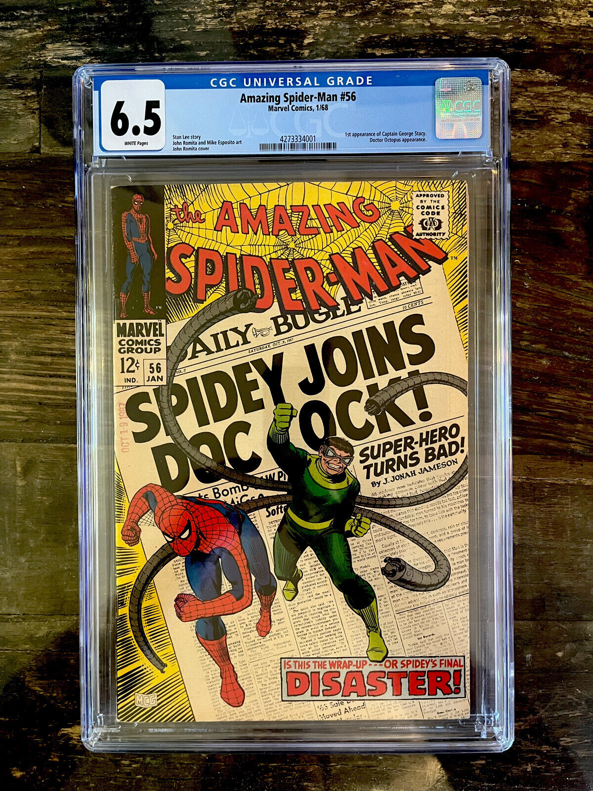 Rare White Pages! Amazing Spider-Man #56 CGC 6.5 1st Appearance George Stacy