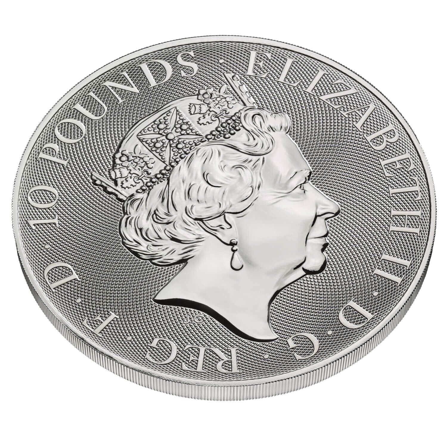 2021 GB 10 oz Silver Queen's Beasts White Lion of Mortimer - In Capsule