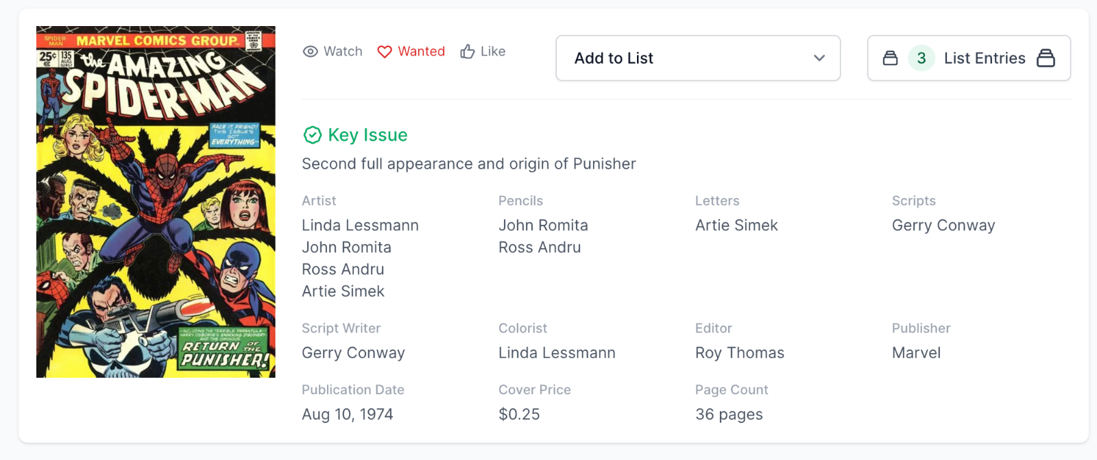 Amazing Spider-Man #135 CGC 5.5 - 2nd Punisher