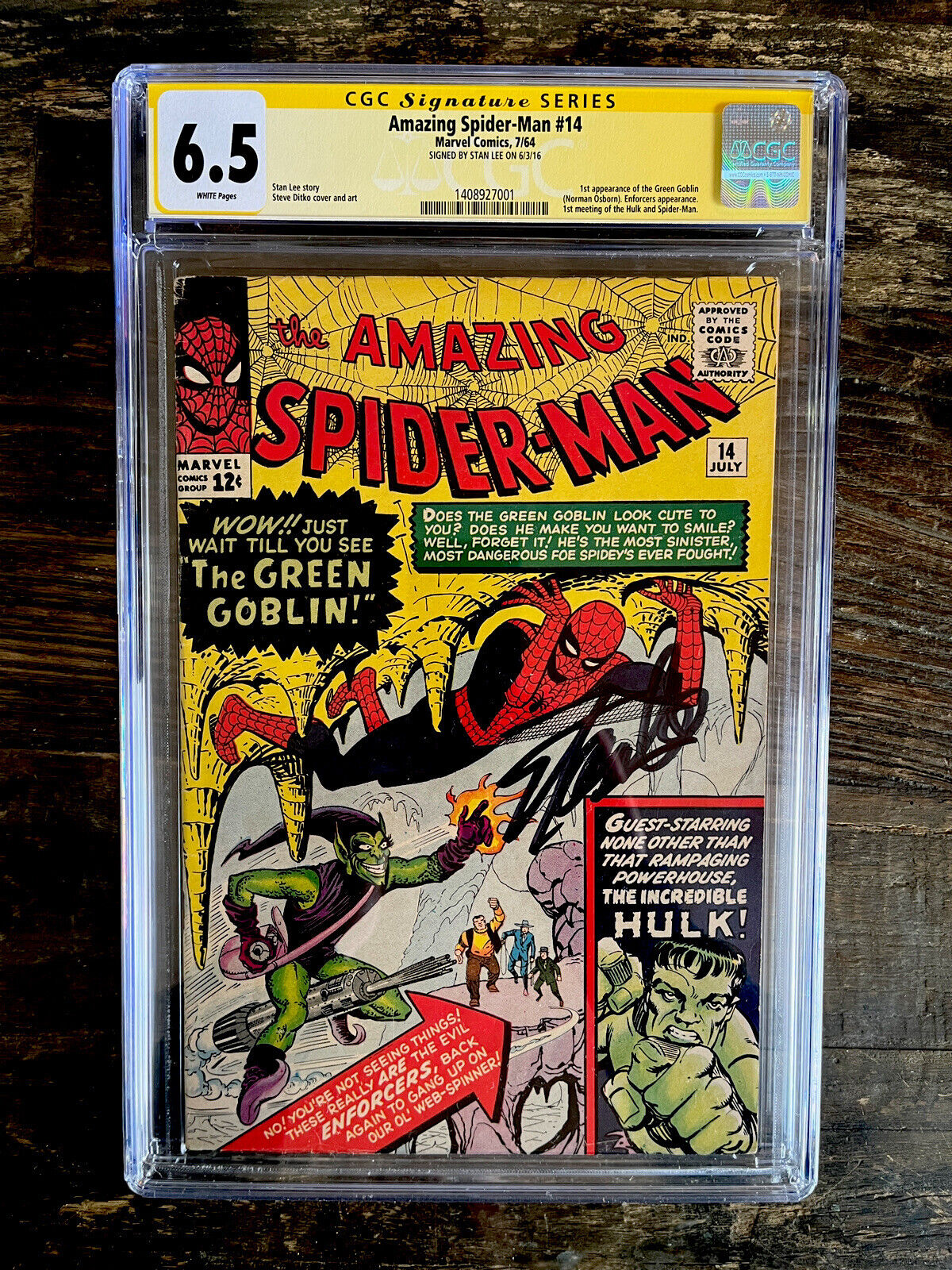Rare White Pages Stan Lee Signature! Amazing Spider-Man 14 CGC 6.5  Green Goblin