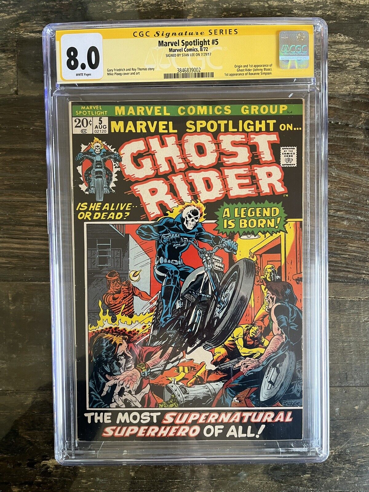 Rare White Pages Stan Lee Signature! Marvel Spotlight #5 CGC 8.0 1st Ghost Rider